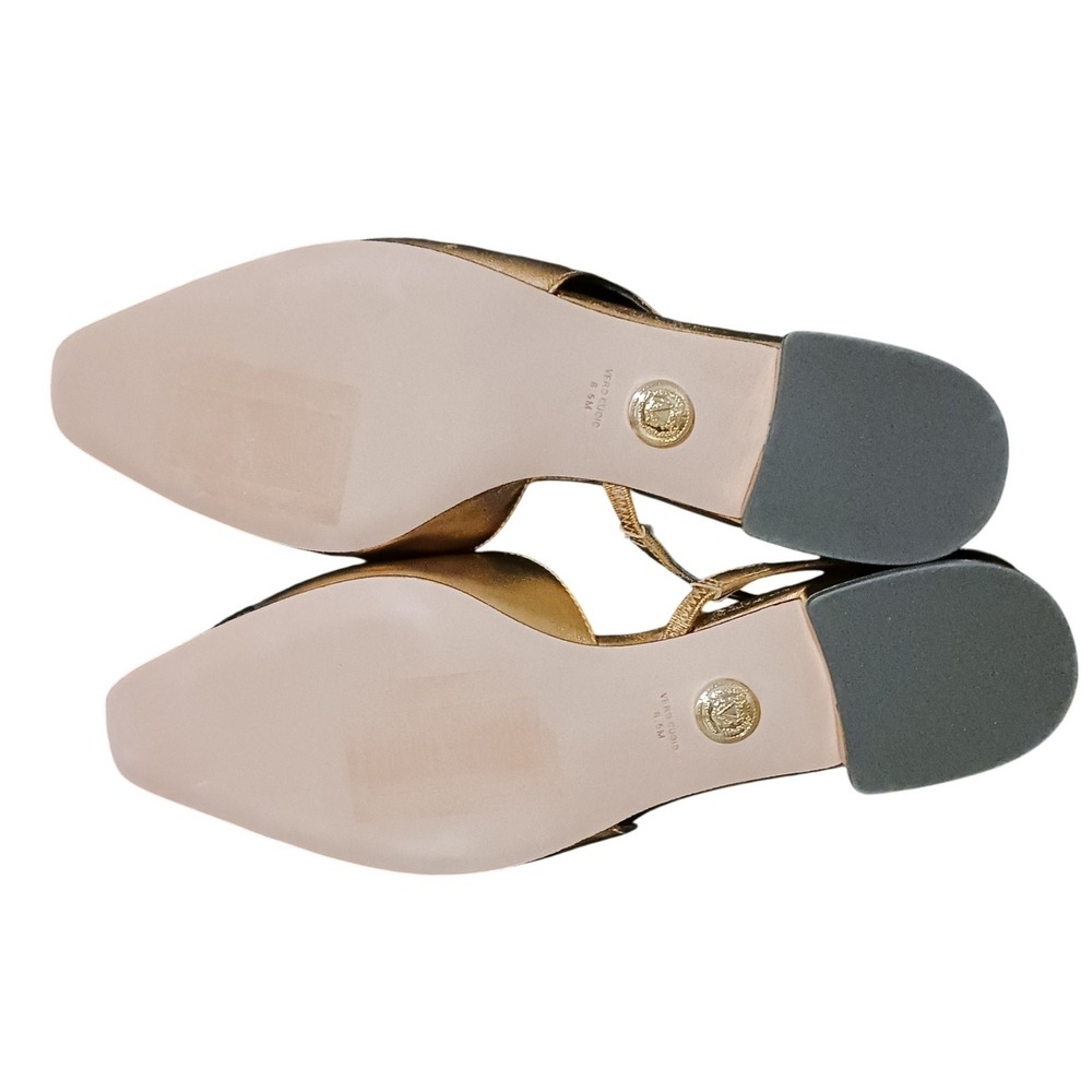 NIB Veronica Beard Cecile Half d'Orsay Slingback Pump 8.5‎ Gold Black Leather - Picture 10 of 12